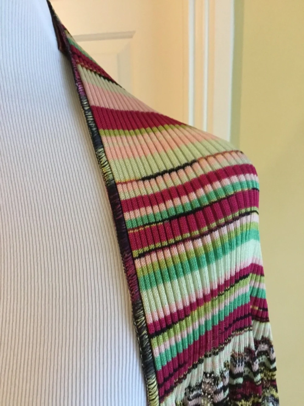 Missoni Italy Multicolor Knit Open Front Long Scarf Cardigan Shrug